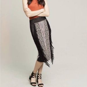 Anthropologie Byron Lars Beauty Mark Fringe Pencil Skirt